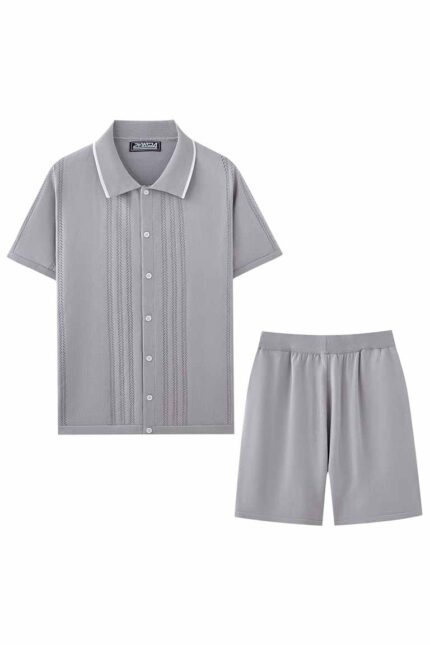 Conjunto de Camisa y Short  Tejido  Casual Gris TM